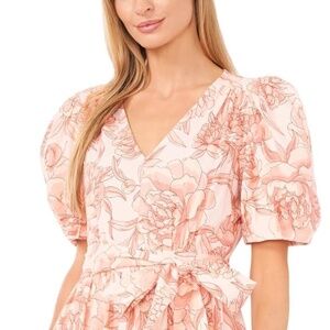 CeCe Puff Sleeve Belted Maxi Dress